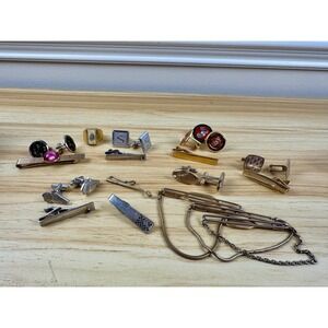 Vintage Mens Jewelry Lot Swank Cufflinks Tie Clips USMC Military Horse Ring 15pc